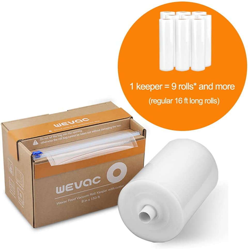 11” X 150’ Food Vacuum Seal Roll Keeper with Cutter, Ideal Vacuum Sealer Bags for Food Saver, BPA Free, Commercial Grade, Great for Storage, Meal Prep and Sous Vide (11" X 150')