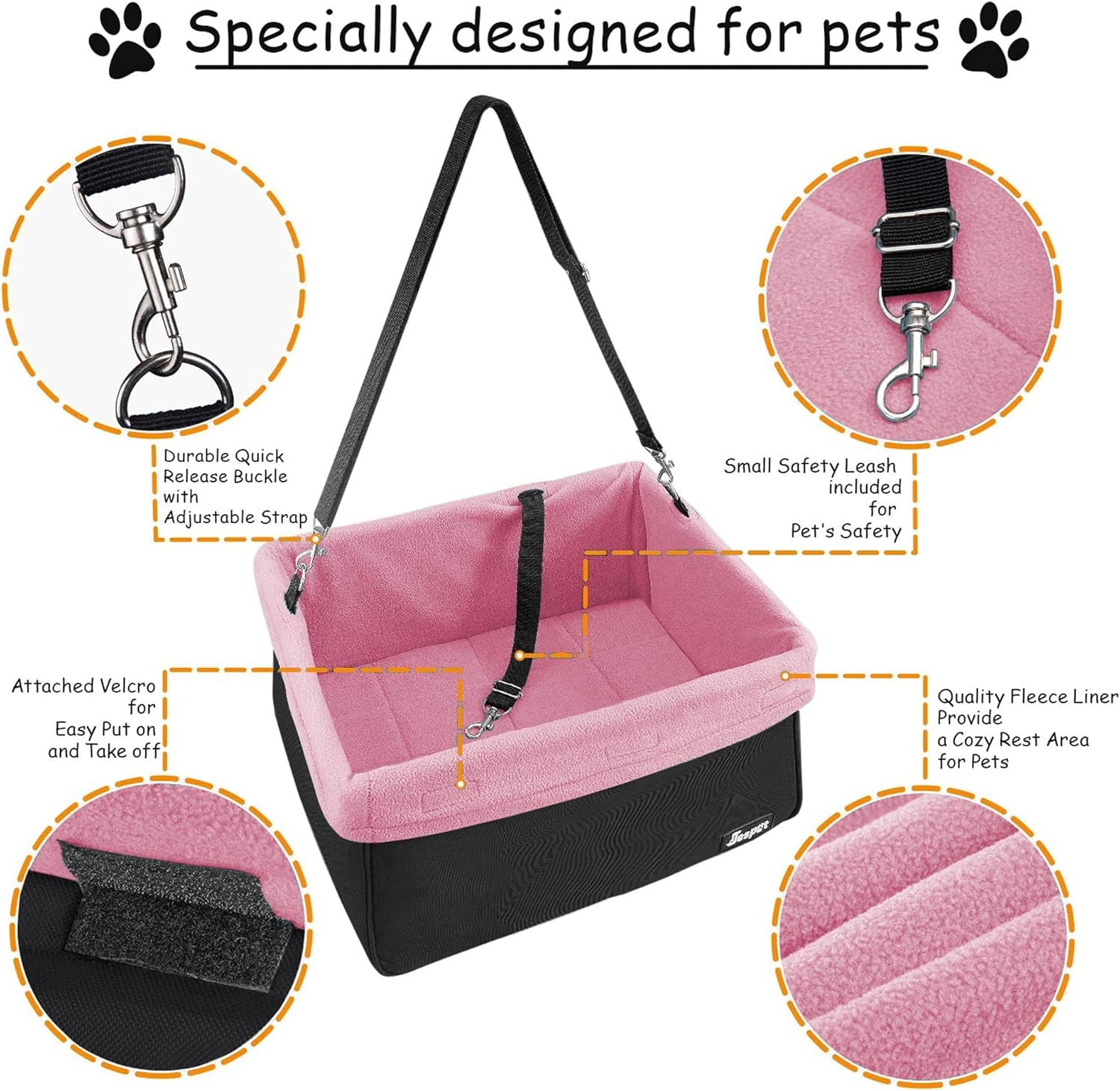 & GOOPAWS Dog Booster Seats for Cars, Portable Dog Car Seat Travel Carrier with Seat Belt for 24Lbs Pets