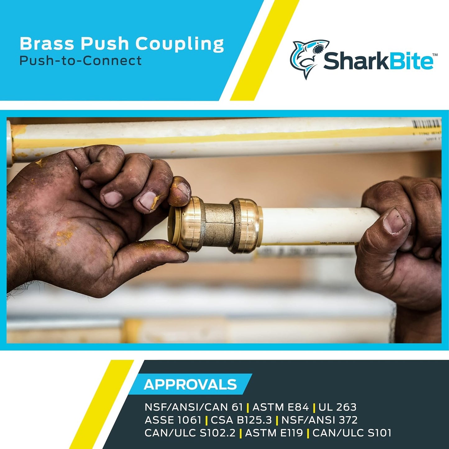 1/2 Inch Coupling, Pack of 4, Push to Connect Brass Plumbing Fitting, PEX Pipe, Copper, CPVC, PE-RT, HDPE, U008LFA4