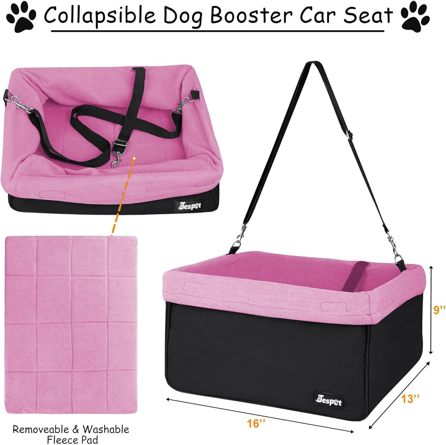 & GOOPAWS Dog Booster Seats for Cars, Portable Dog Car Seat Travel Carrier with Seat Belt for 24Lbs Pets